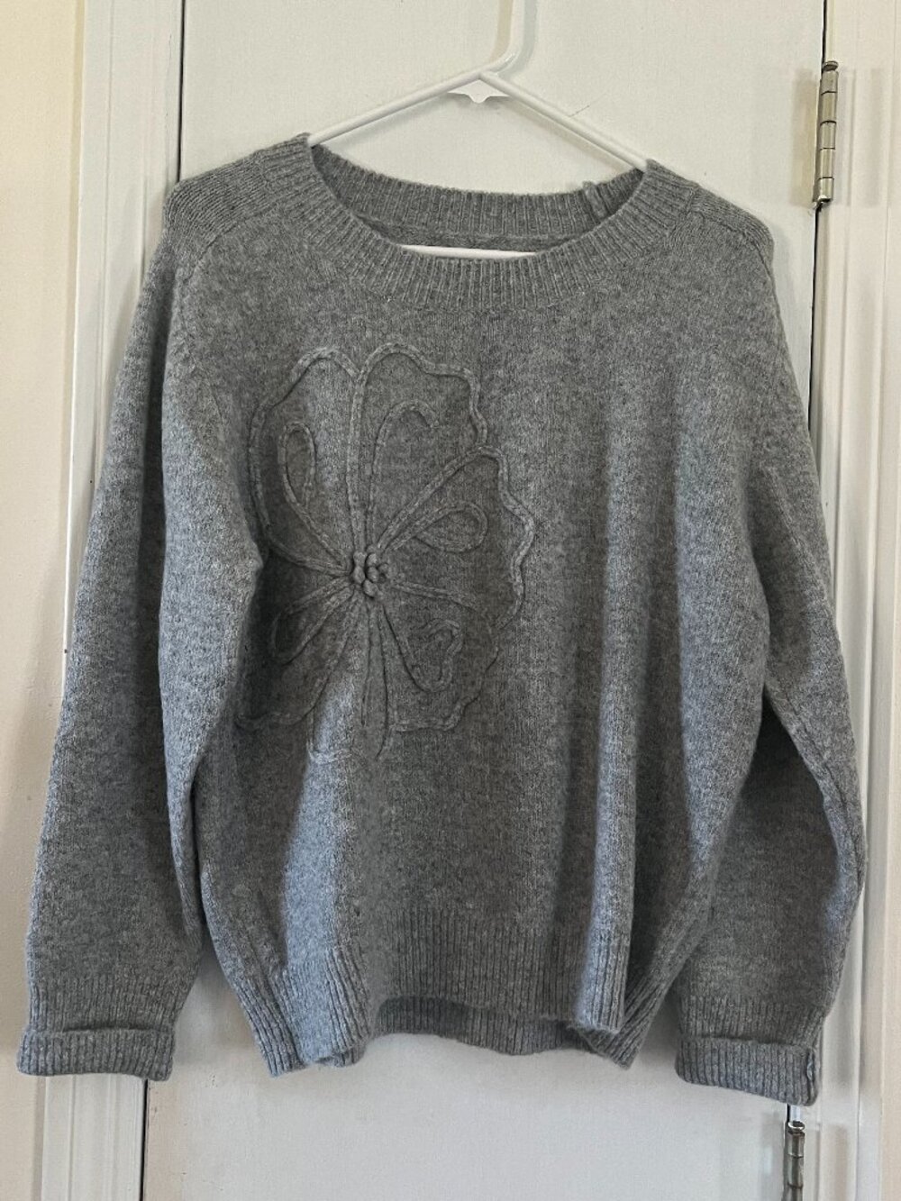 Grey Floral Pullover